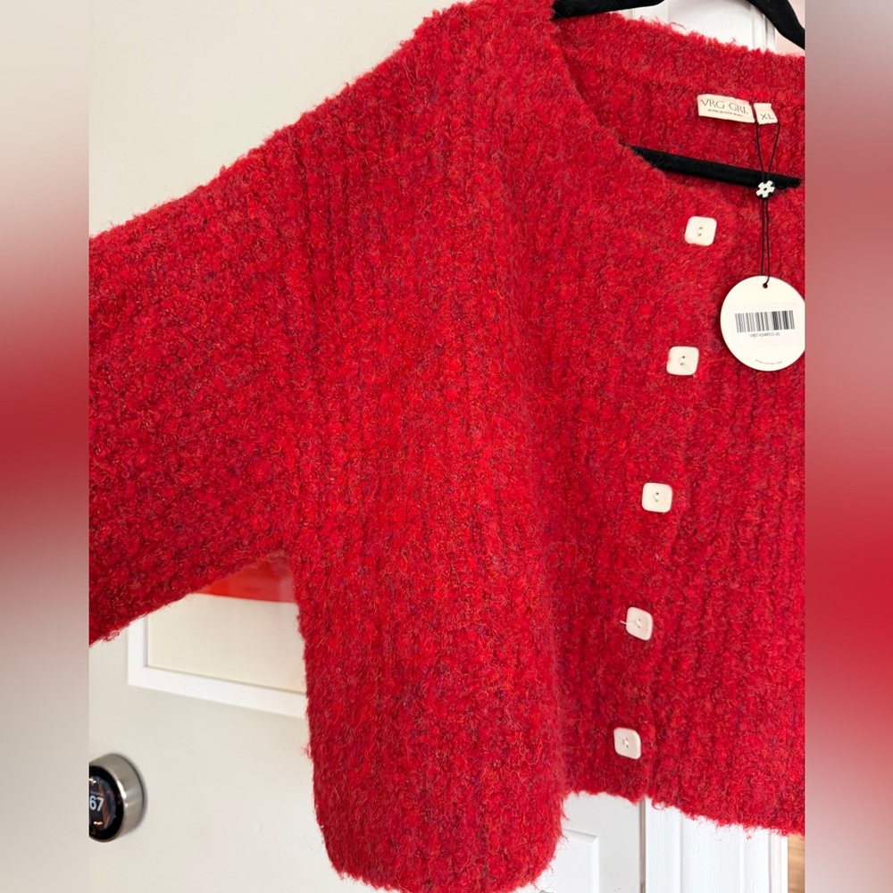 VRL GRL Elsie Knit Cardigan in Chili - Picture 5 of 10